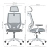 Кресло Lead White HR  сиденье Нест-08 серая/спинка Сетка HY-109 серая - 898080 – мініатюра 6