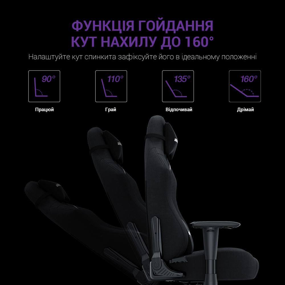 Геймерське крісло Anda Seat Luna Size L Black Fabric Black fabric - 897517 – фото 12 Геймерське крісло Anda Seat Luna Size L Black Fabric Black fabric - 897517 – фото 12