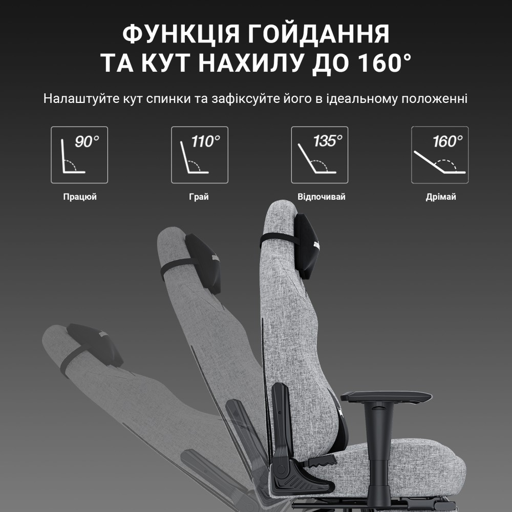 Игровое кресло Anda Seat Luna Pro Size L Gray Fabric серый - 896631 – фото 13 Игровое кресло Anda Seat Luna Pro Size L Gray Fabric серый - 896631 – фото 13