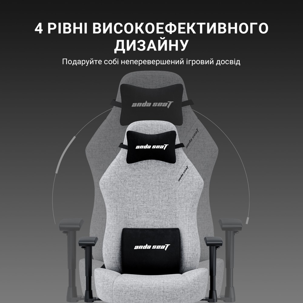 Игровое кресло Anda Seat Luna Pro Size L Gray Fabric серый - 896631 – фото 7 Игровое кресло Anda Seat Luna Pro Size L Gray Fabric серый - 896631 – фото 7