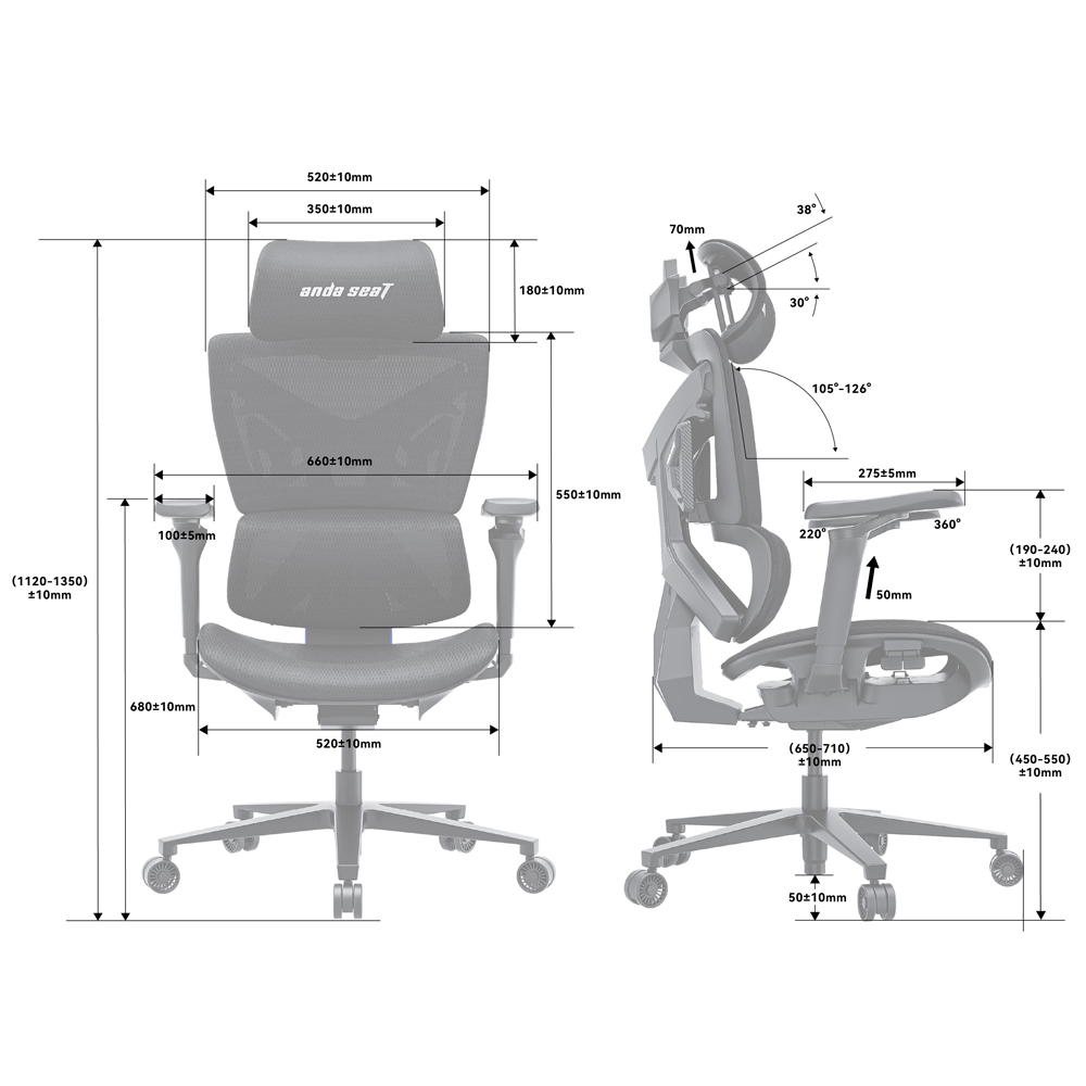 Ігрове крісло Anda Seat X-Air Pro Size XL Mesh Gray сірий - 896634 – фото 17 Ігрове крісло Anda Seat X-Air Pro Size XL Mesh Gray сірий - 896634 – фото 17
