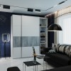 Шкаф-купе G-Caiser 220 2 ДСП / 4 части  белый / белый / вставка бетон - 899437 – мініатюра 3