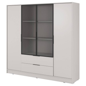 Шкаф для одежды Kelly 4DRM 4-дверный с центральными прозрачными дверцами и дополнительными полками - 702660