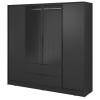 Шафа для одягу Kelly 4DRM 4-дверна з центральними прозорими дверцятами та реєю чорний без підсвічування - 280987 – мініатюра 1