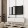 Тумба під телевізор на ніжках ORO RTV135 MDF  білий / золоті ніжки - 897494 – мініатюра 2