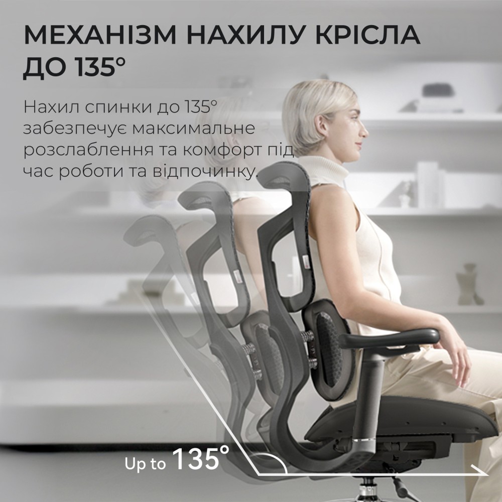 Крісло офісне Sihoo DORO S100 Mesh Black чорний - 895920 – фото 7 Крісло офісне Sihoo DORO S100 Mesh Black чорний - 895920 – фото 7