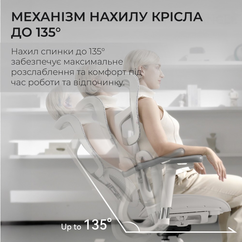 Кресло офисное Sihoo DORO S100 Mesh White белый - 895919 – фото 7 Кресло офисное Sihoo DORO S100 Mesh White белый - 895919 – фото 7