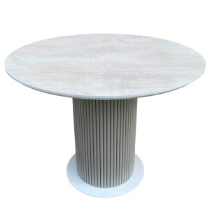 Круглий розкладний стіл HPL Циліндр з нагелів на пластині (Хромікс білий) - 898847