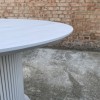 Круглый раскладной стол HPL Цилиндр из нагелей на пластине (Мрамор белый)  серый Ø90+33 см - 898841 – 2