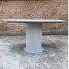 Круглый раскладной стол HPL Цилиндр из нагелей на пластине (Мрамор белый)  серый Ø90+33 см - 898841 – 6