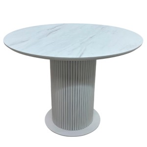 Круглий стіл HPL Циліндр з нагелів на пластині (Мармур Леванто білий) - 898824