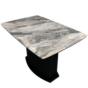 Раскладной прямоугольный стол HPL Прямоугольное основание из нагелей (Мрамор Чиполлино серый) - 898829