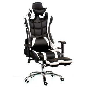 Кресло геймерское ExtremeRace black/white with footrest - 800935
