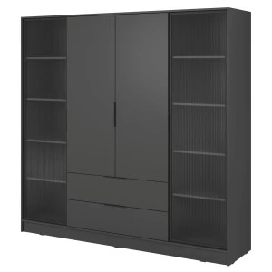 Шкаф для одежды Kelly 4DRD 4-дверный с боковыми прозрачными дверцами