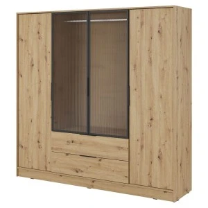 Шкаф для одежды Kelly 4DRM 4-дверный с центральными прозрачными дверцами и рейкой