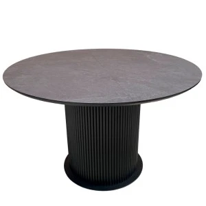 Круглий розкладний стіл HPL Циліндр з нагелів на пластині (Сланець Юрський антрацит)